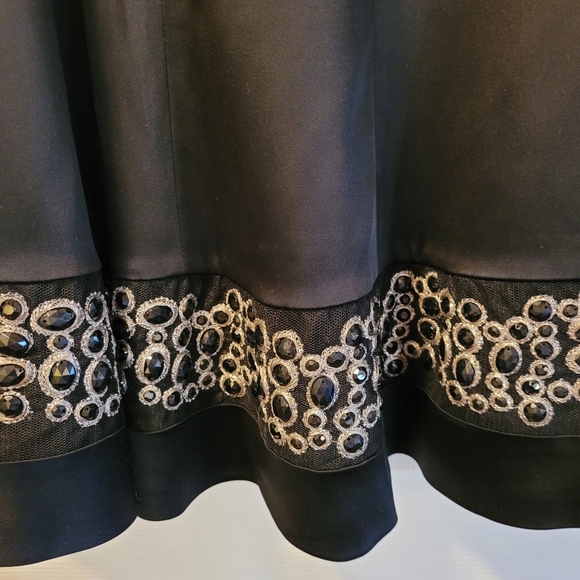 Stunning Nine West black satin A-line dress with gorgeous beaded hemline. - Picture 3 of 4